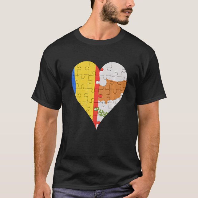 Rumänsk cypriotisk Flagga Heart T Shirt (Framsida)