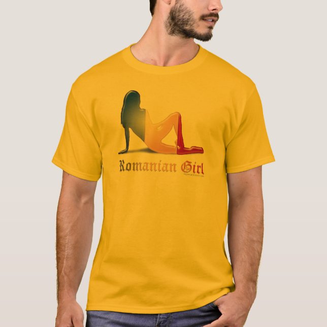 Rumänsk flickaSilhouetteflagga Tee (Framsida)