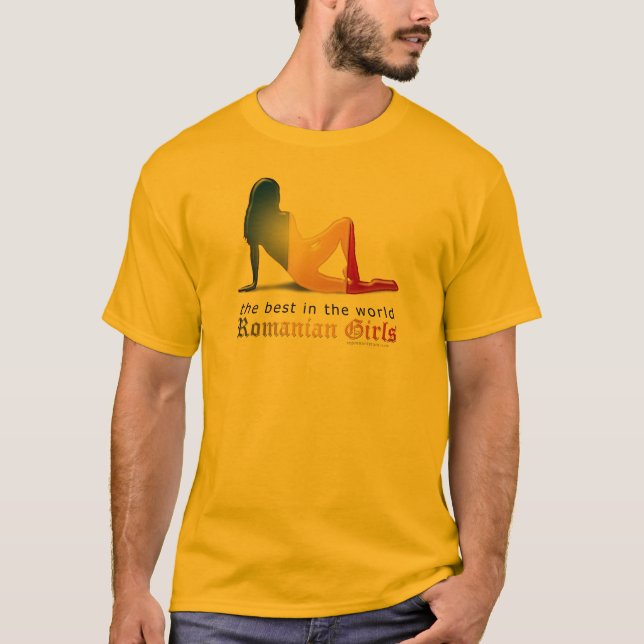 Rumänsk flickaSilhouetteflagga Tee Shirt (Framsida)