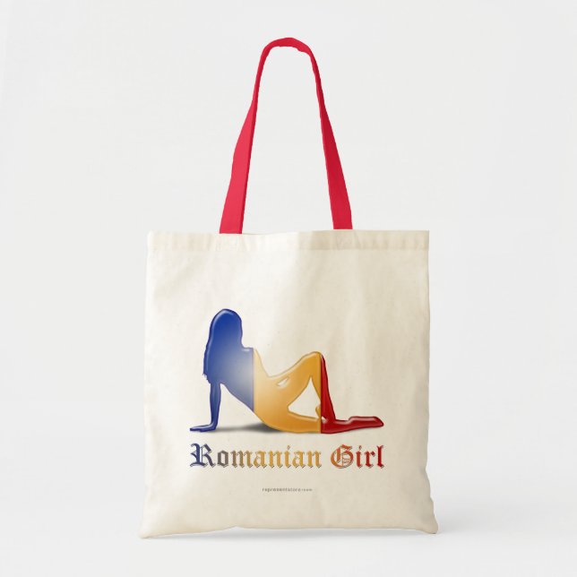 Rumänsk flickaSilhouetteflagga Tygkasse (Framsidan)