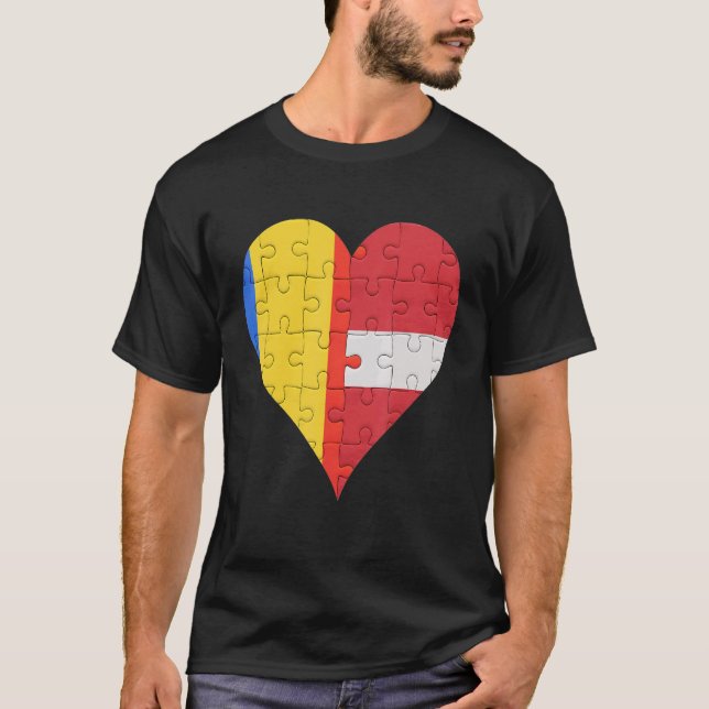 Rumänsk lettisk Flagga Heart T Shirt (Framsida)