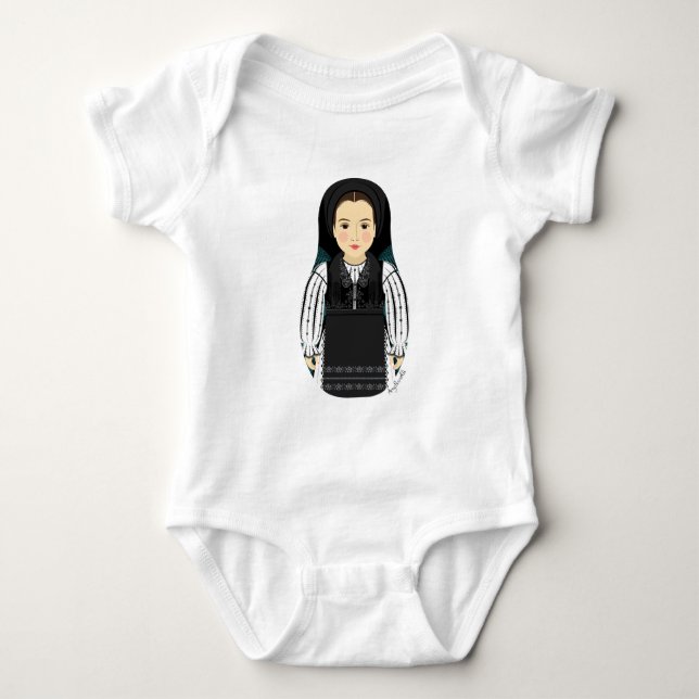 Rumänsk Matryoshka Baby Bodysuit T Shirt (Framsida)