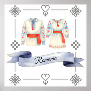 Rumänsk roots Folk Costume Traditional Attire Poster