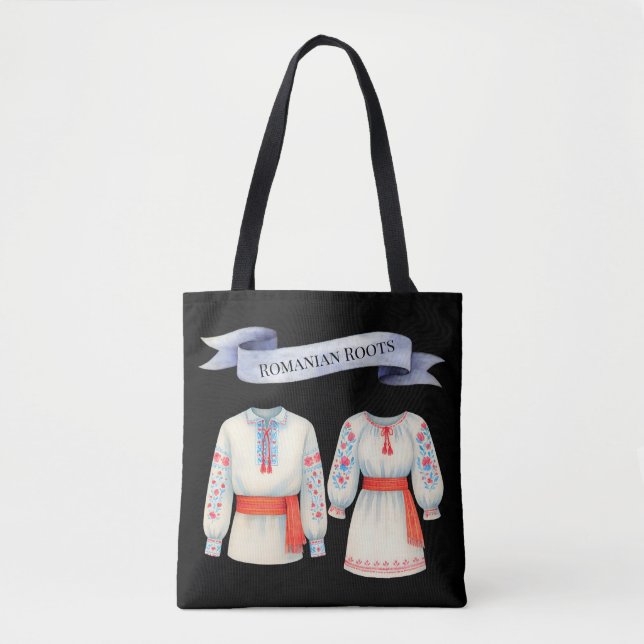 Rumänsk roots Folk Costume Traditional Attire Tygkasse (Framsida)