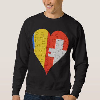 Rumänsk schweizisk Flagga Heart Lång Ärmad Tröja