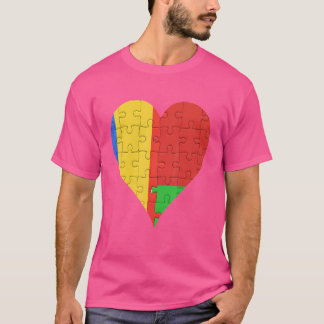 Rumänsk vitrysk Flagga Heart T Shirt
