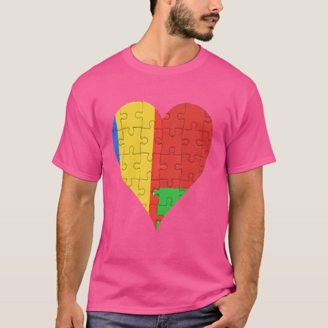 Rumänsk vitrysk Flagga Heart T Shirt (Framsida)