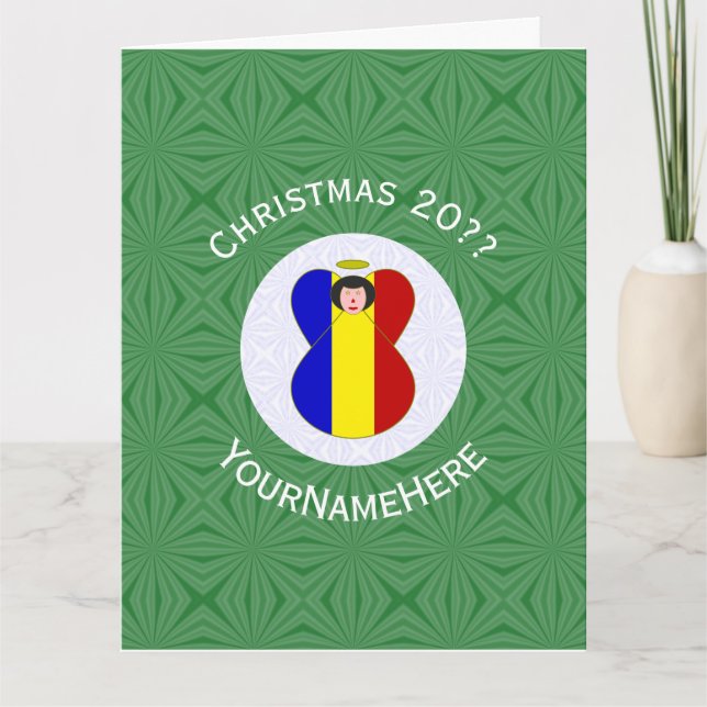 Rumänska ängel julflagga Personlig  Kort (Framsida)