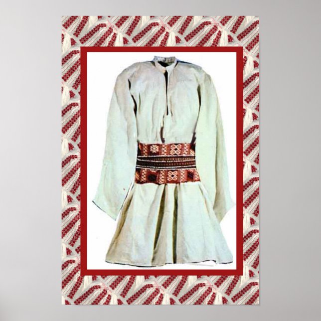 Rumänska båtar, broderade manliga redskap poster (Framsidan)