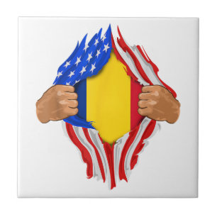 Rumänska Blod Inuti Mig T-Shirt Rumänien Flagga Kakelplatta
