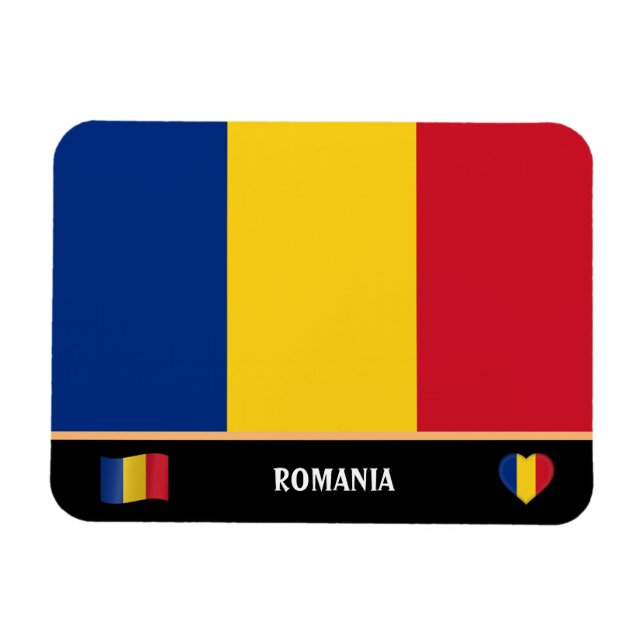 Rumänska Flagga och Rumänien land/Rumänien Magnet (Horisontell)