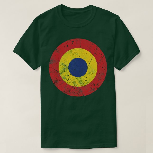 Rumänska Flagga Roundel T Shirt (Design framsida)