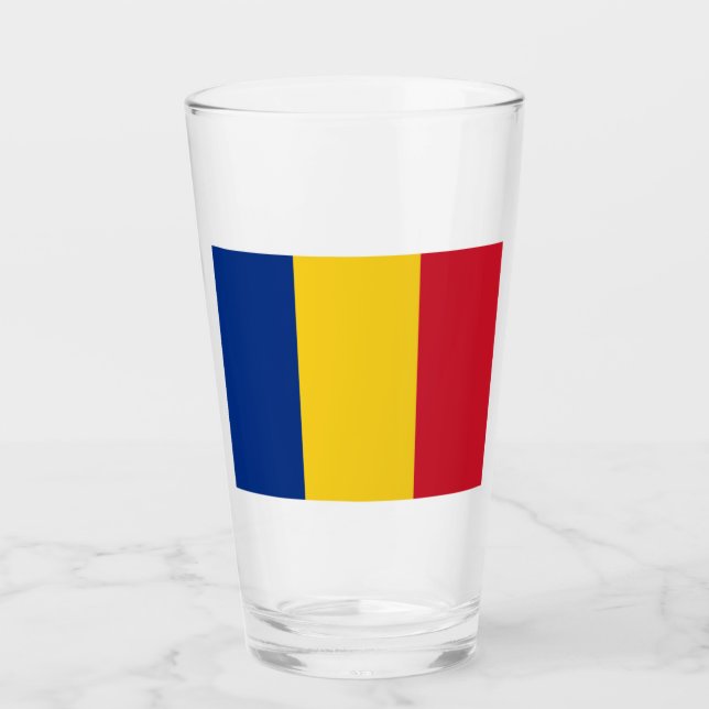 Rumänska Flagga (Rumänien) Glaskopp (Framsida)