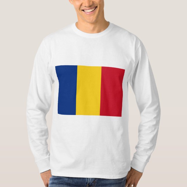 Rumänska Flagga (Rumänien) T Shirt (Framsida)