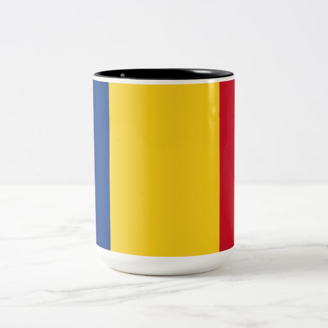 Rumänska Flagga (Rumänien) Två-Tonad Mugg (Center)