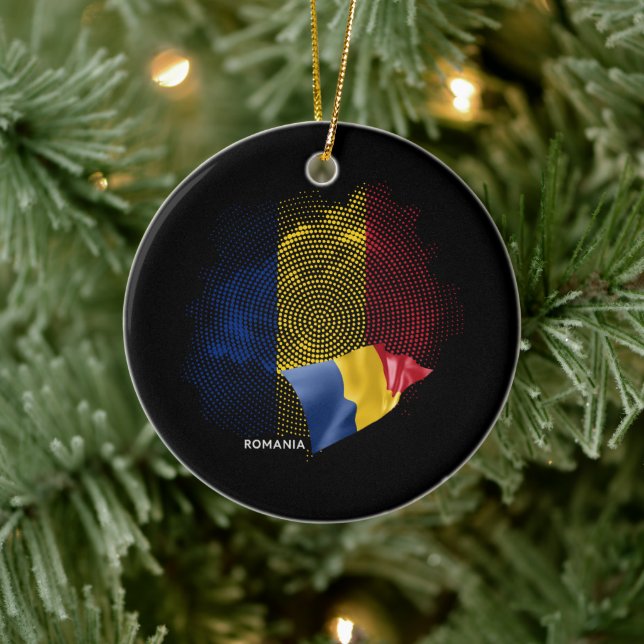 Rumänska flaggan julgransprydnad keramik (Träd)