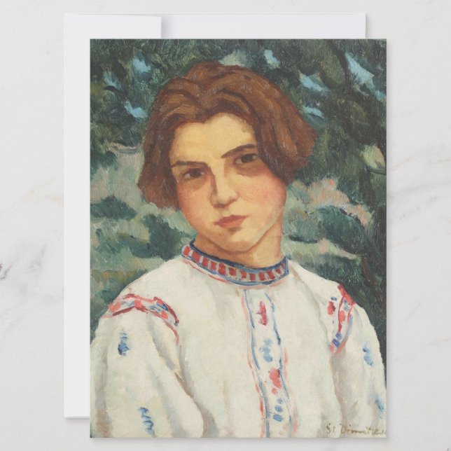 Rumänska Peasant Woman (av Stefan Dimitrescu) Kort (Framsida)