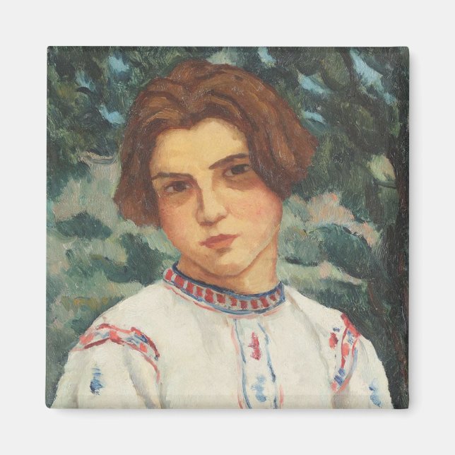 Rumänska Peasant Woman (av Stefan Dimitrescu) Magnet (Framsidan)