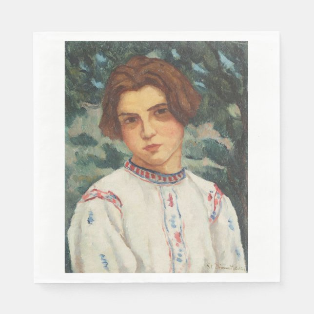 Rumänska Peasant Woman (av Stefan Dimitrescu) Pappersservett (Framsidan)