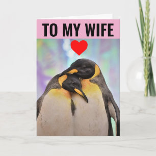 RUMÄNSKLIGT PENGUIN BIRTHDAY WIFE GREETING CARD KORT
