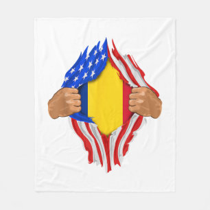 Rumänskt blod inuti mig T-shirt Rumänien flagga Fleecefilt