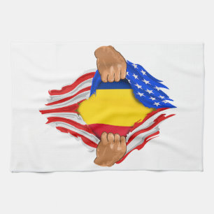 Rumänskt blod inuti mig T-shirt Rumänien flagga Kökshandduk