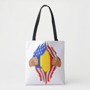 Rumänskt blod inuti mig T-shirt Rumänien flagga Tygkasse