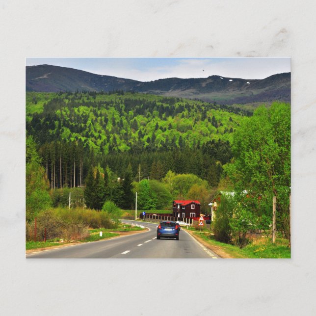 Rumänskt landskap vykort (Framsida)