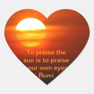 Rumi beröm solen hjärtformat klistermärke