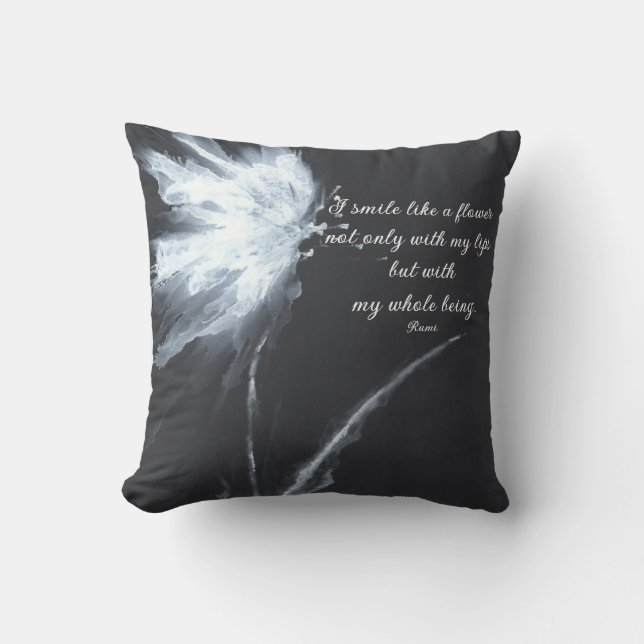 Rumi Blommigt Black White Minimalist Kudde (Framsida)