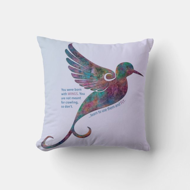 Rumi citationstecken med hummingbirden kudde (Framsida)