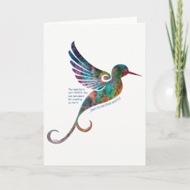 Rumi citationstecken med Hummingbirdhälsningkortet Kort