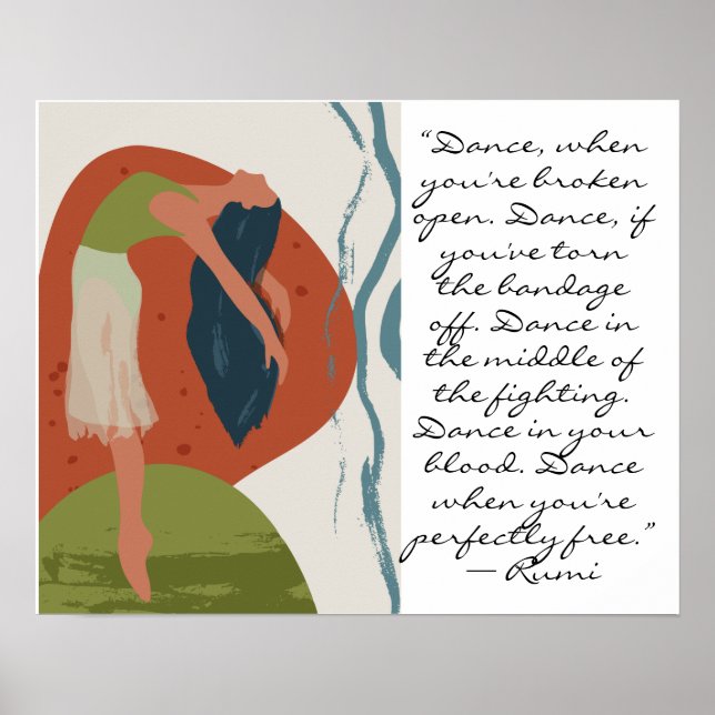 Rumi Dance Quote med Dancer Poster (Framsidan)