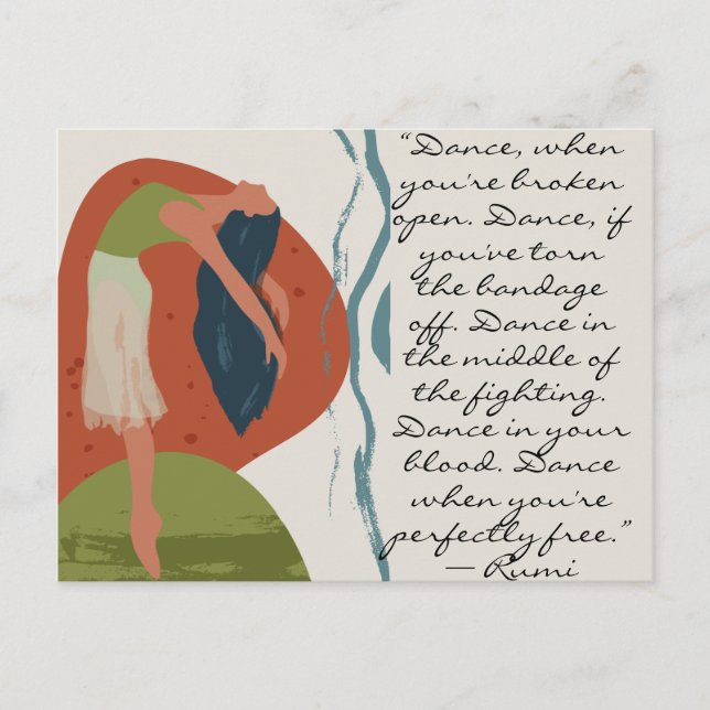 Rumi Dance Quote med Dancer Vykort (Framsida)