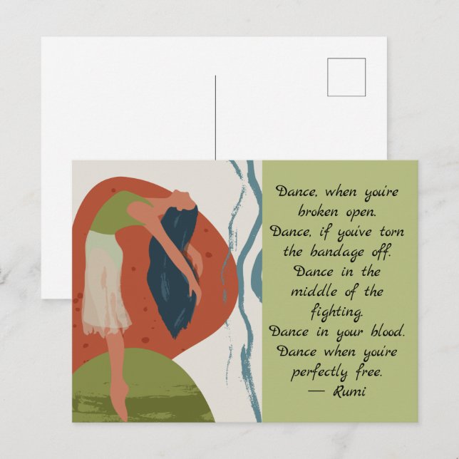 Rumi Danscitat med dansare  Vykort (Fram/baksida)