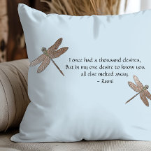 Rumi Desires Quote & Dragonfly Dekorativ kudde