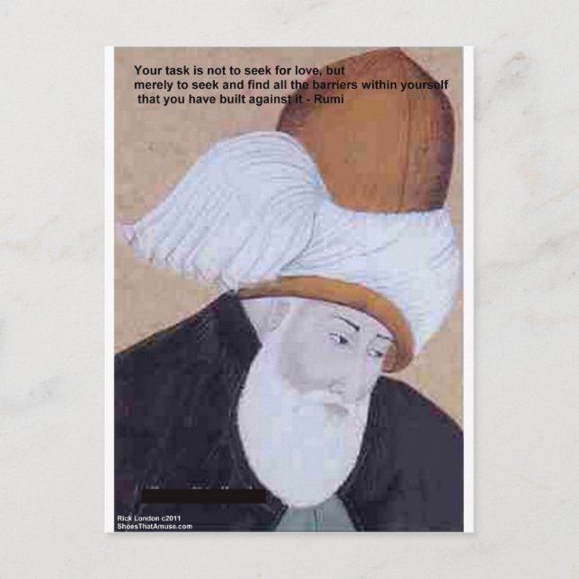 Rumi "Hinder för Kärlek"-citat på gåvoarkort Vykort (Framsida)