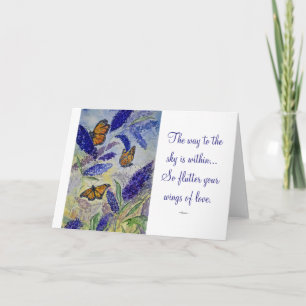 Rumi Kärlek Quote Butterfly Watercolor Art Card Kort