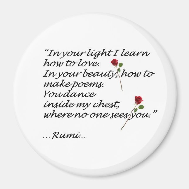 Rumi Kärlek Quote Magnet Round (Framsidan)
