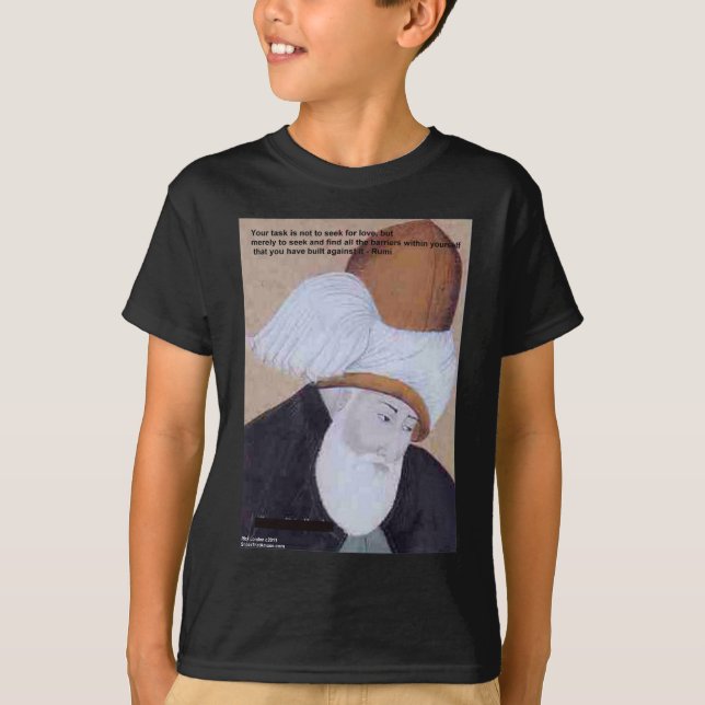 Rumi "Kärlekens Hinder" Citat På T-shirts Kort (Framsida)