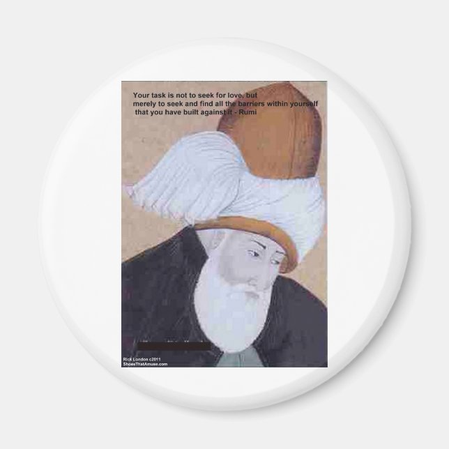 Rumi "Kärlekens Hinder" Citat På T-Shirts Presentk Magnet (Framsidan)