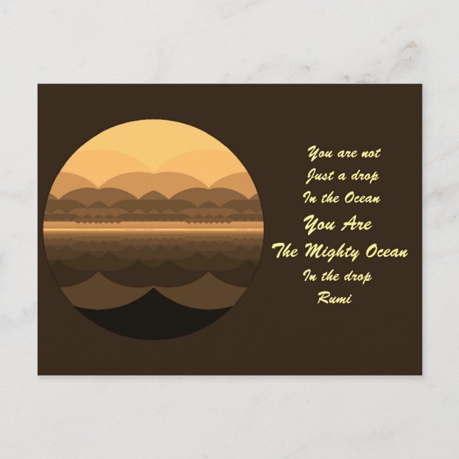 Rumi Life Quote Postcard. Mandala Design Vykort (Framsida)