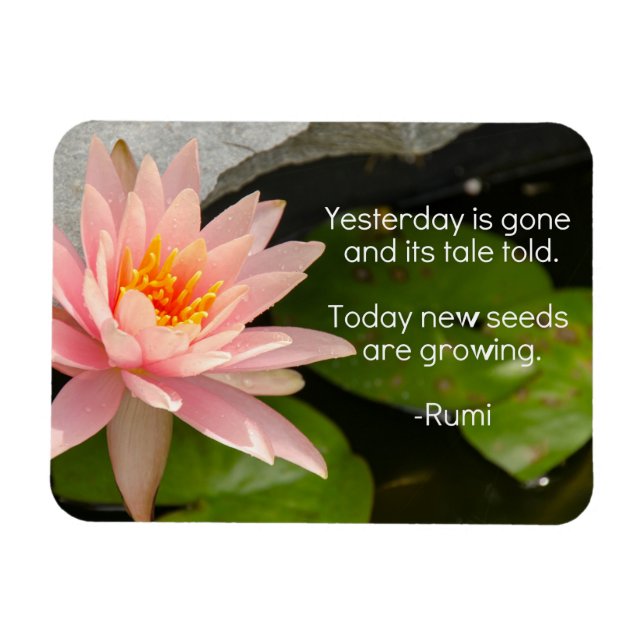 Rumi Magnet med Rosa Lotus Flower (Horisontell)