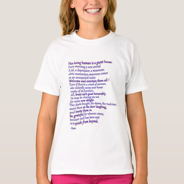 Rumi: människan är ett gästhus tee shirt (Framsida)