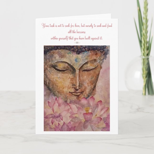 Rumi Quote Buddha Watercolor Art Greeting Card Kort (Framsida)