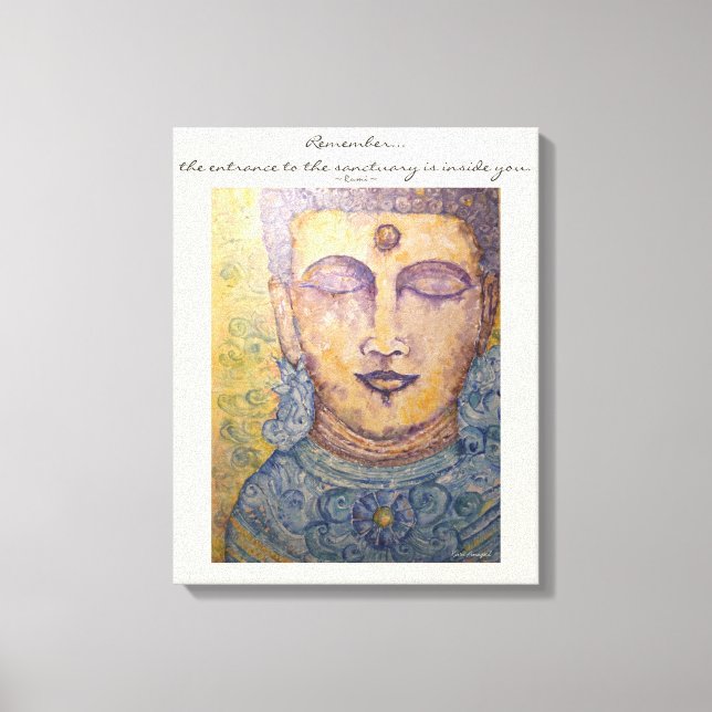 Rumi Quote Buddha Watercolor Canvas Wall Art (Framsida)