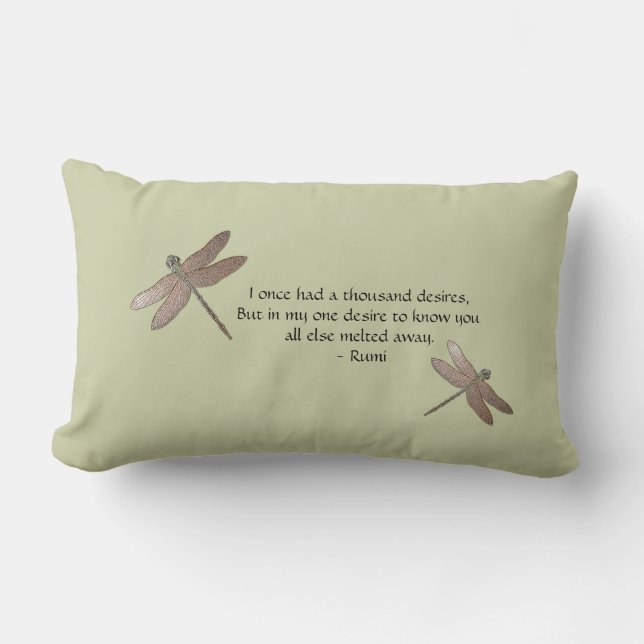 Rumi Quote & Dragonfly Dekorativ kudde (Framsida)