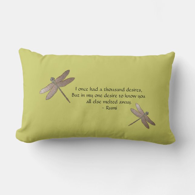 Rumi Quote & Dragonfly Dekorativ kudde (Framsida)