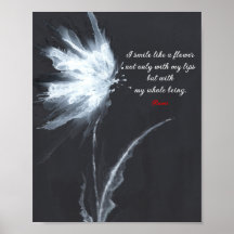Rumi Quote Flower Art Black White
