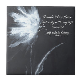 Rumi Quote Flower Black White Kakelplatta